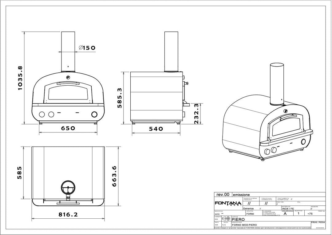 Fontana Piero Build In Gas & Wood Fired Pizza Oven